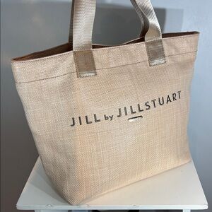 Jill by Jill Stuart Light Pink-Beige Woven Tote | Chic Minimal Designer Bag